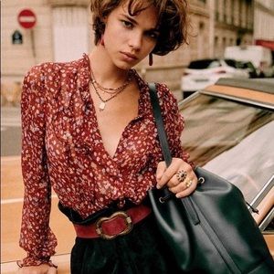 Sezane Celine burgundy top sz 34